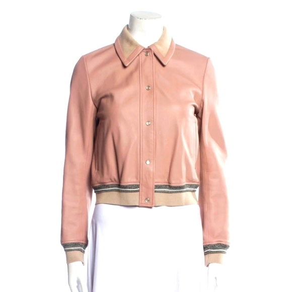 Sandro Paris lambs leather bomber jacket pink small - Picture 1 of 13